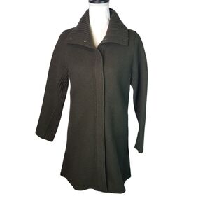 Eileen Fisher drab green wool coat